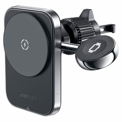 Автозарядка ACEFAST D18 in-car 2-in-1 magnetic wireless charging holder, Black