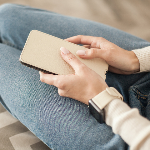 Чехол для iPhone XS Max из натуральной кожи теленка, молочного цвета