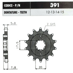 Звезда передняя (ведущая) Sunstar 39113 JTF327 CRF F 230 03-12