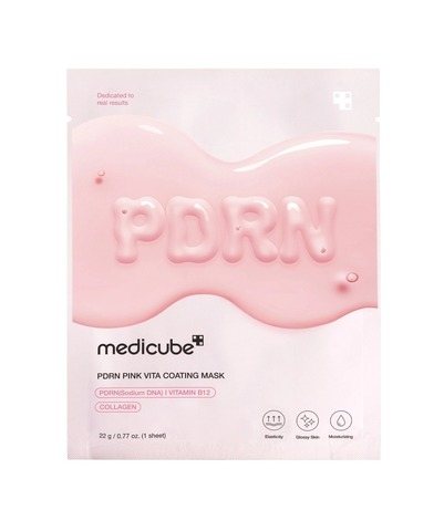 Medicube PDRN Pink Vita Coating Mask, Увлажняющая тканевая маска для сияния с ПДРН, 22 гр