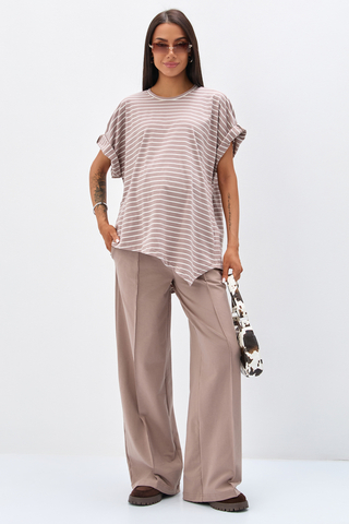 Костюм для беременных 19427 мокко полоса + мокко