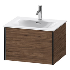 Duravit XViu Тумба подвесная 610x800x480мм, для раковины #234463, 1 ящик, цвет: walnut dark/черный матовый XV40320B221 фото