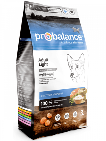 PROBalance Adult Light д/собак взрослых всех пород, сухой (3 кг)