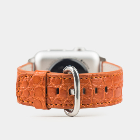 Ремешок для Apple Watch 40/41/42 mm из кожи аллигатора, оранжевого цвета