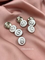 Пуговицы Ди. белая эмаль серебристые