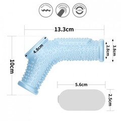 Насадка на пенис с вибрацией с рукавом для мошонки Drip Knights Ring голубая (13,3*2,8)