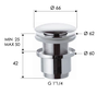 REMER 904CC2114DO Донный клапан click-clack короткий без перелива 1 1/4"