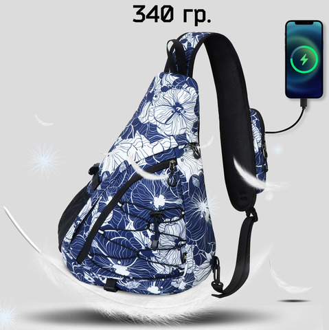 Картинка рюкзак однолямочный Nevo Rhino 9070 Impression Flower - 5