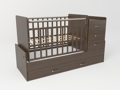 Кровать детская СКВ-5 Жираф, опуск.бок.,маятник,4 ящика. (орех-бежевый)