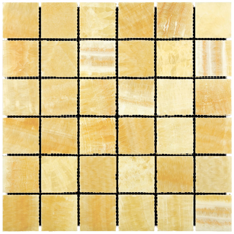 7M073-48P Onyx Yellow Мозаика из оникса Natural Adriatica желтый квадрат глянцевый