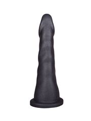 Женский страпон с чёрной насадкой и вагинальной пробкой - 17,5 см. - 