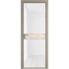 Алюминиевая дверь 6AG никель матовый остеклённая со вставкой