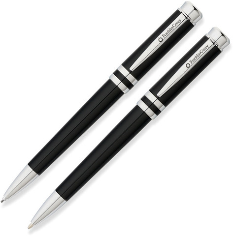 Набор подарочный Franklin Covey Freemont, Black Chrome, шариковая ручка +  карандаш (FC0031-1)