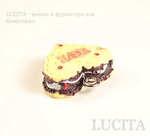Подвеска-тортик "Love" 18х17 мм (цвет - античное серебро) ()