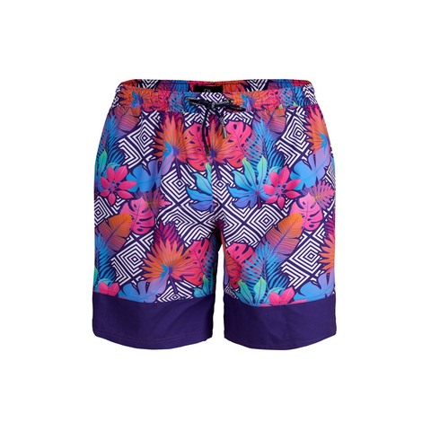 Мужские шорты для плавания баклажановые с разноцветным принтом DOREANSE 3823
