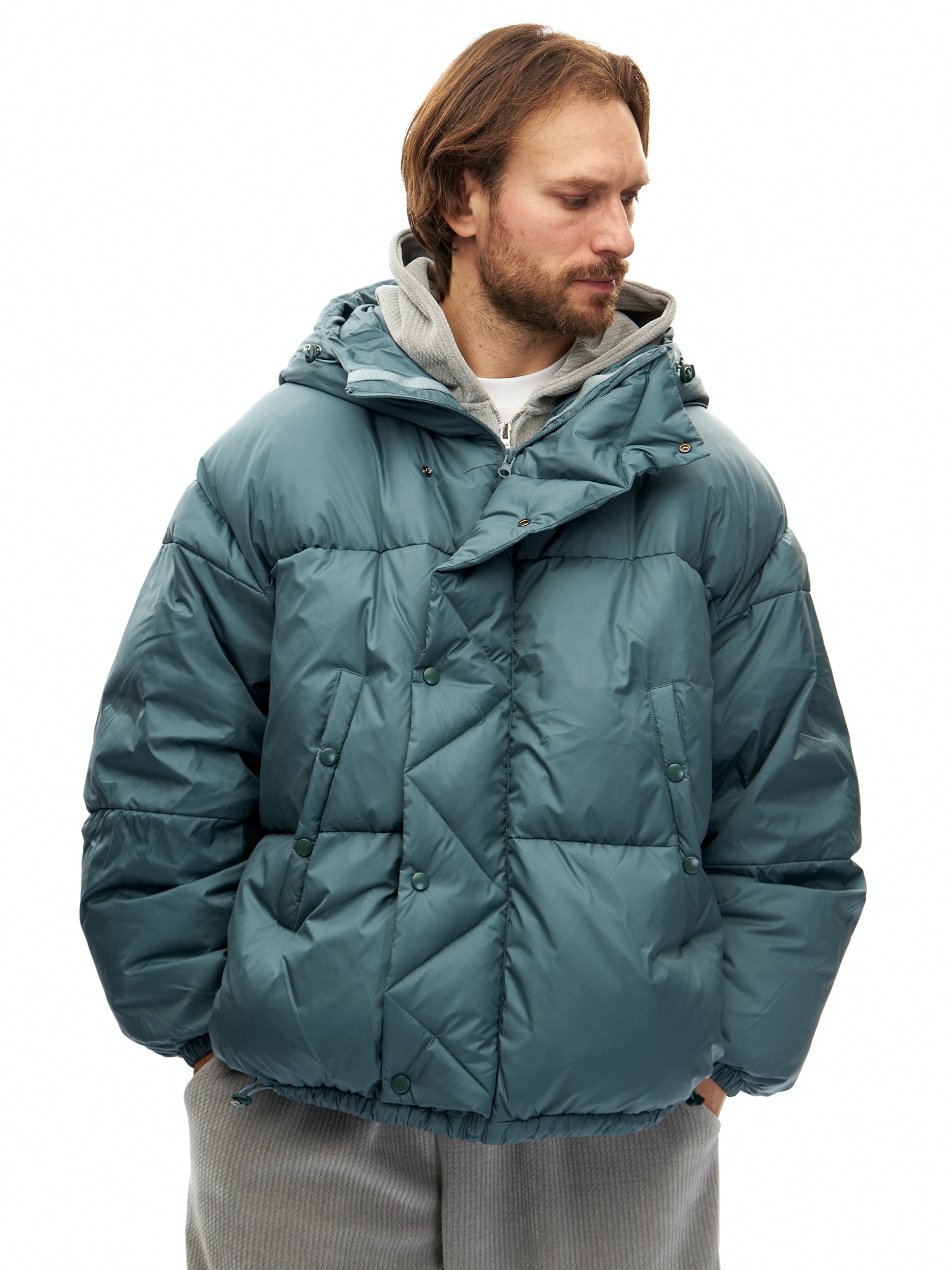 Объемный бирюзовый пуховик Mosco B1