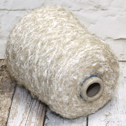 Букле меринос/альпака с люрексом SESIA WOOLLY 80 белый с золотом