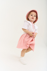 Комплект платье и блумеры из муслина (белый/горошек на розовом)