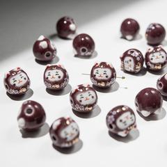 Бусина "Манэки-Нэко", 14,5мм, шоколадная, глазурированный фарфор