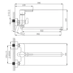 Смеситель для ванны HAIBA HB22814 хром