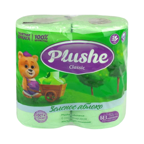 Туалетная бумага Плюше Классик 2сл 4шт Зел яблоко, шт