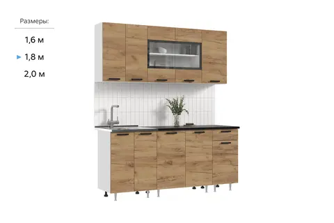 ЛДСП Кухня Рио NEW 1,8м   (490) (Дуб Крафт, Белый (Кастилло темный))