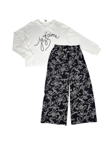 CWJG 50226-21K Пижама для девочки (джемпер, брюки), Экрю