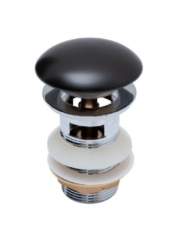 Aquanet 333929 Донный клапан латунь с переливом крышка керамика черный матовый (333929)