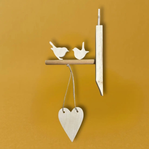 настенный декор , ,птички и сердечко (26*18см)