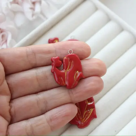 Подвеска Петушок, полимерная глина с оттиском, 25*22 мм, S014