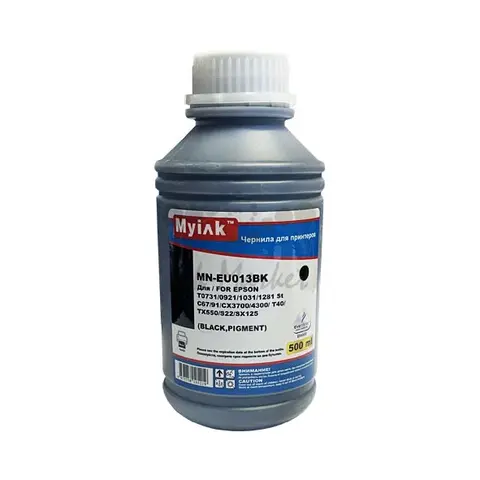 Чернила для EPSON (T0731, 0921, 1031, 1281) St C67, 91, CX3700, 4300, T40, TX550, S22, SX125 (500мл black, Pigment) MN-EU013BK MyInk