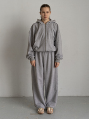 Костюм худи + брюки серый меланж