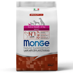 Monge dog корм сухой для взрослых собак, миниатюрных пород ягненок, рис, картофель