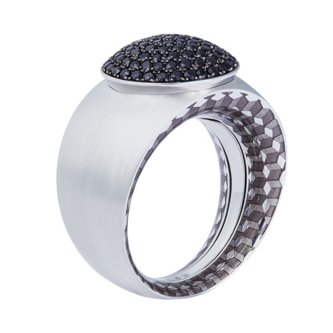Кольцо с Чёрными Бриллиантами, Эмаль, R0178-70/7