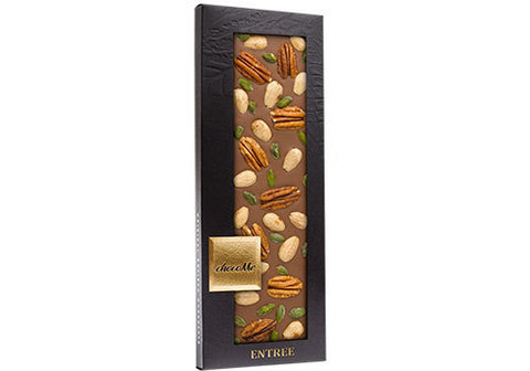 Молочный шоколад с орехами пекан и фисташками Бронте, 100г