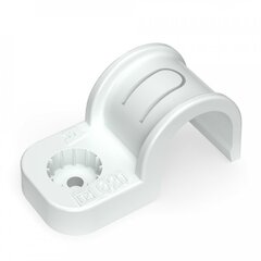 Крепеж-скоба пластиковая односторонняя для прямого монтажа белая в п/э д20 (50шт/600шт уп/кор) Промрукав