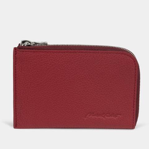 Кошелек женский кожаный, теленок вишневого цвета