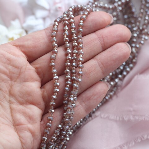 Хрусталь гранёный (стекло) рондель, коричневый 4*3 мм, нить 58 см, С204