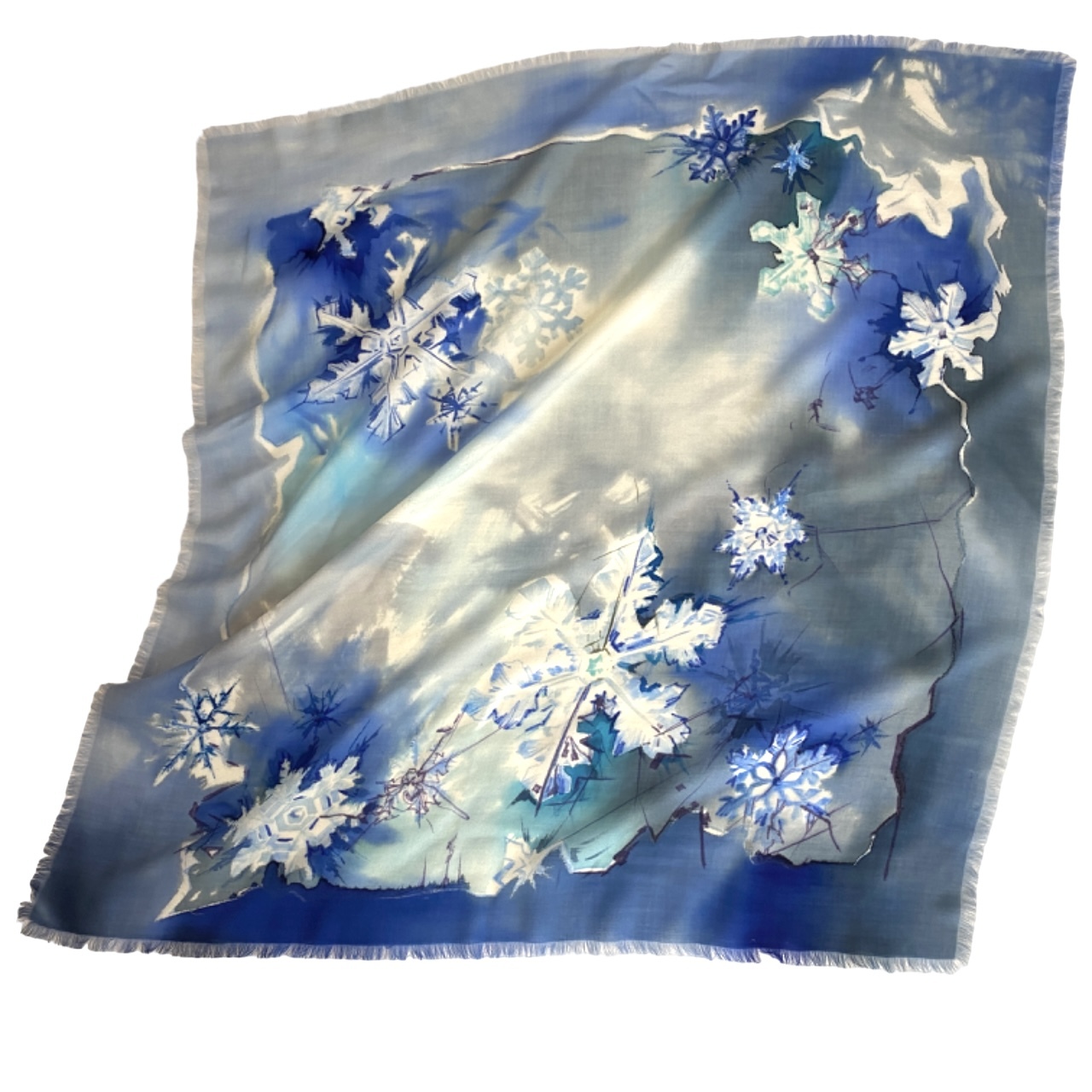 Кашемировый платок батик Снежинки