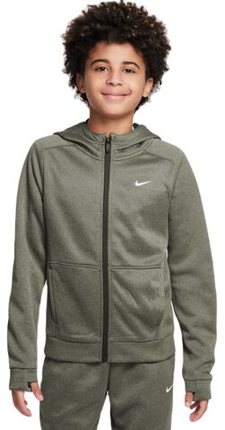 Детская теннисная толстовка Nike Therma-FIT Full-Zip Hoodie - cargo khaki/white