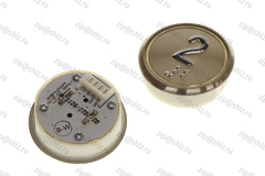 Кнопка (кнопочный модуль) BBP-R331-CMPLT-S-W-02-C "2 этаж", круглая, статическая белая подсветка, Брайль.