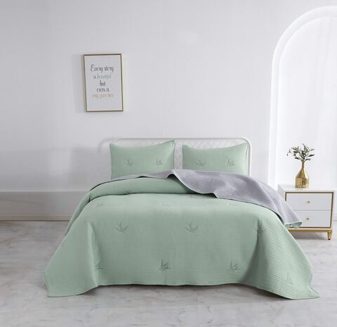 Покрывало 230x250 и 2 наволочки 50х70 Sofi De MarkO Жаклин зеленое