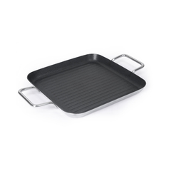 СКОВОРОДА-ГРИЛЬ квадратная 240х240 нерж. с двумя ручками,ИНДУКЦИЯ, LUXSTAHL