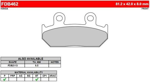 FDB462P Тормозные колодки дисковые MOTO, блистер 2 шт