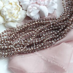 Хрусталь гранёный (стекло) рондель, коричневый 4*3 мм, нить 58 см, С204