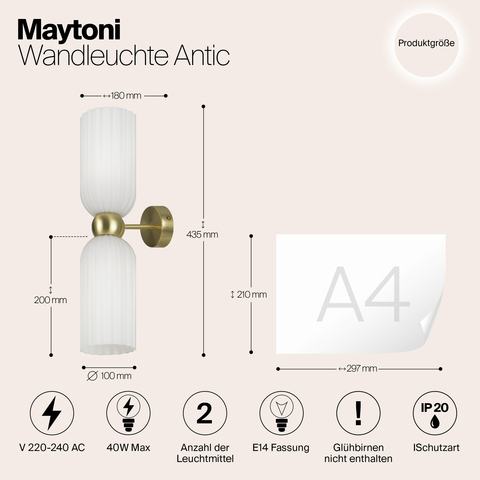 Настенный светильник Maytoni Antic MOD302WL-02W