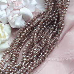 Хрусталь гранёный (стекло) рондель, коричневый 4*3 мм, нить 58 см, С204