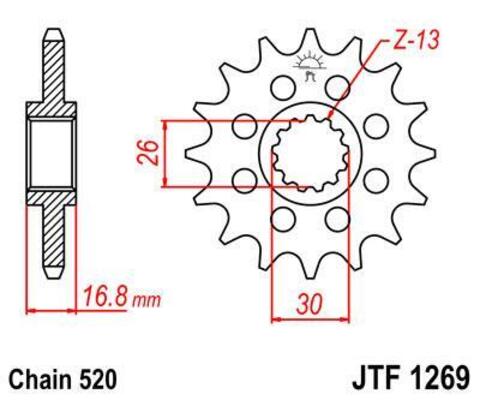 Звезда мотоциклетная JT JTF1269.16
