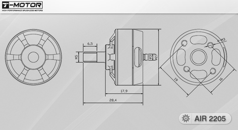 Схема (чертёж) мотора T-Motor AIR2205 KV2000