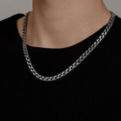 998141504- Цепь из черненного серебра с алмазными гранями,  плетение бисмарк ручной